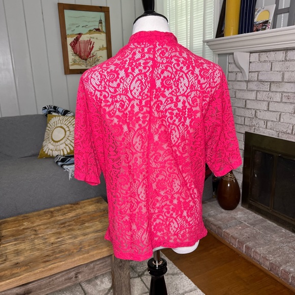 Sag Harbor pink floral lace cardigan - Picture 3 of 5